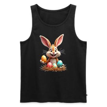 Easter Bunny, Easter Egg, Easter Funny, Cute - Men's Premium Organic Tank Top - black - Front - AI Model Male 178 light (178cm)