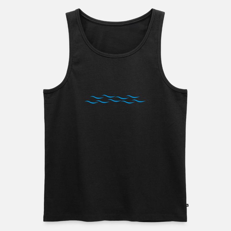 Wellen - Männer Premium Bio Tank Top - Schwarz