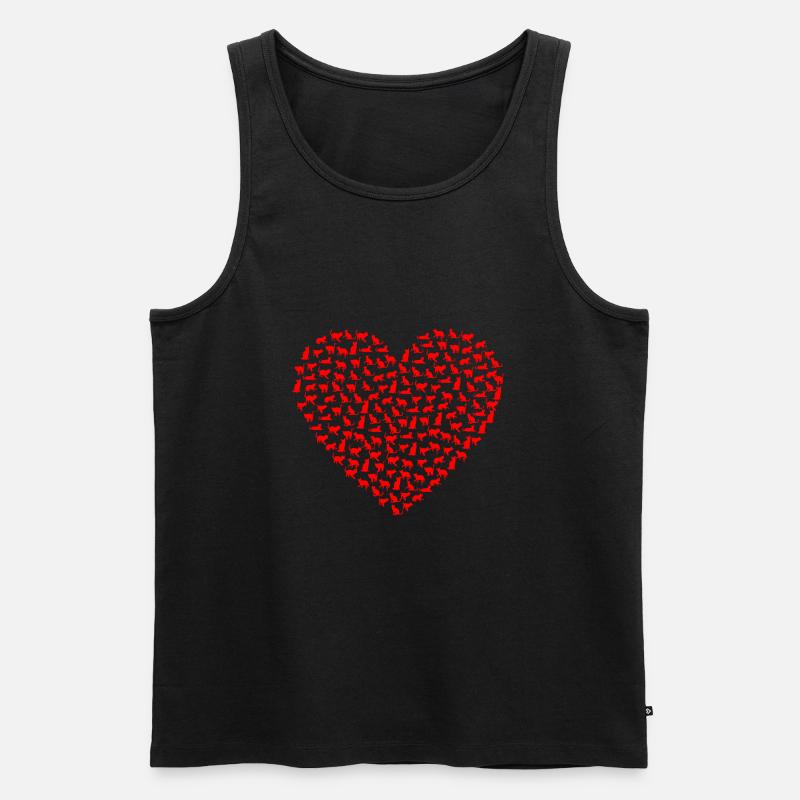 Herz Katze - Männer Premium Bio Tank Top - Schwarz