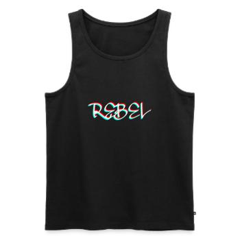 REBEL - Men's Premium Organic Tank Top - black - Front - AI Model Male 178 light (178cm)