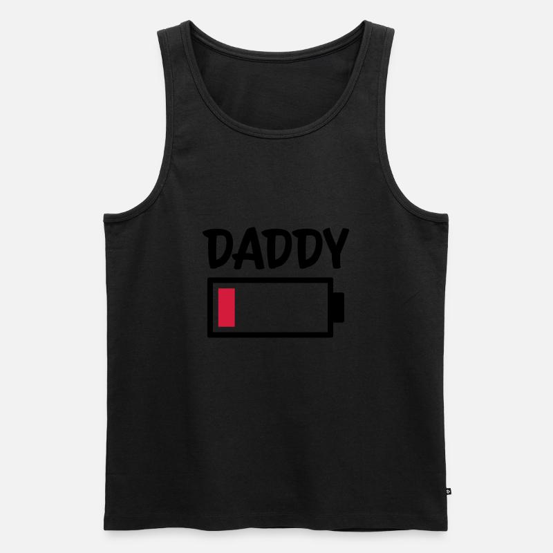 Daddy - Battery low - Männer Premium Bio Tank Top - Schwarz