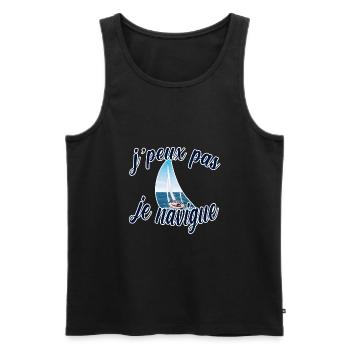 J'peux pas je navigue cadeau navigateur voile - Débardeur bio Premium Homme - noir - Devant - AI Model Male 178 light (178cm)