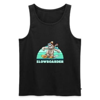Faultier Snowboard Slowboarder Retro Wintersport - Männer Premium Bio Tank Top - Schwarz - Vorne - Michal (187cm)