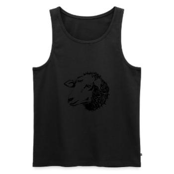 Schaf Schafskopf Zeichnung lustig Geschenk T-Shirt - Männer Premium Bio Tank Top - Schwarz - Vorne - Michal (187cm)