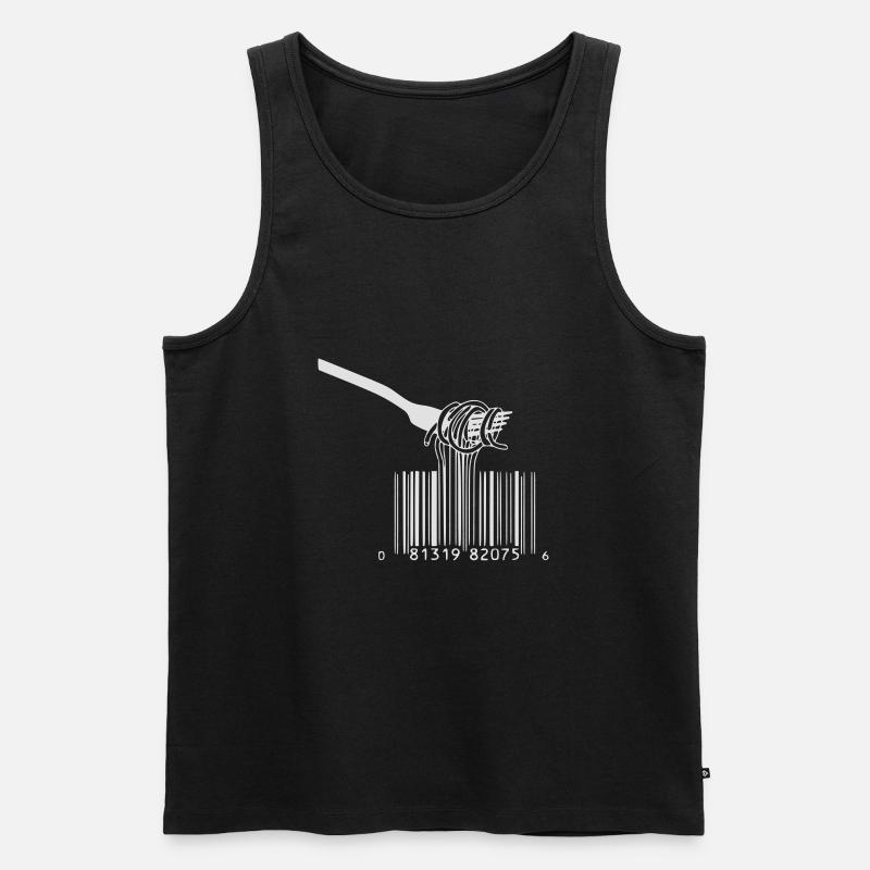 barcode gabel spaghetti - Männer Premium Bio Tank Top - Schwarz