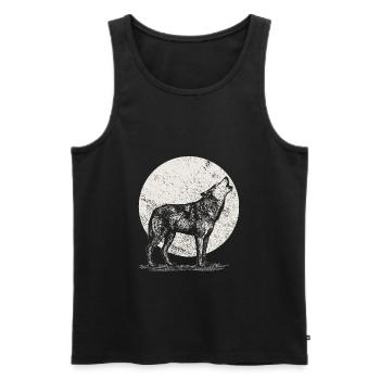 Wolf - Männer Premium Bio Tank Top - Schwarz - Vorne - Michal (187cm)