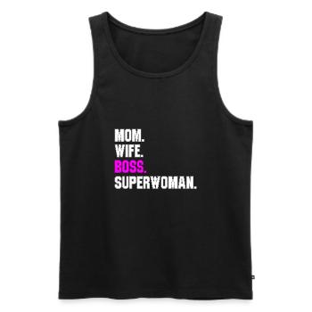 Maman Femme Boss Superwoman - Débardeur bio Premium Homme - noir - Devant - Michal (187cm)