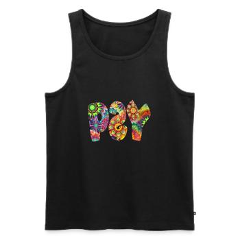 Psy Trance - Männer Premium Bio Tank Top - Schwarz - Vorne - AI Model Male 178 light (178cm)