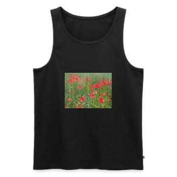Poppy meadow - Men's Premium Organic Tank Top - black - Front - AI Model Male 178 light (178cm)