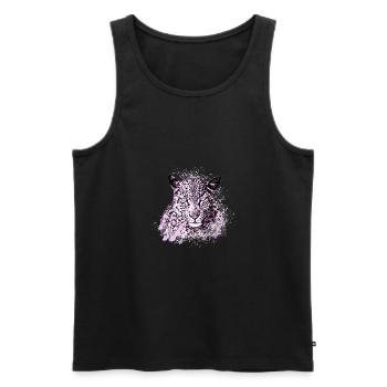 léopard de neige,chat,léopard,rose,chat sauvage - Débardeur bio Premium Homme - noir - Devant - AI Model Male 178 light (178cm)