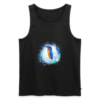 oiseaux de glace,graffiti, peinture, oiseau, coloré - Débardeur bio Premium Homme - noir - Devant - Michal (187cm)