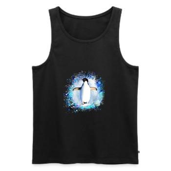 pingouin,bleu,peinture,coloré,aquarelle,graffiti - Débardeur bio Premium Homme - noir - Devant - AI Model Male 178 light (178cm)