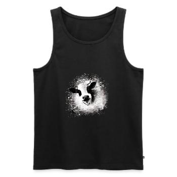 gris,vache,vache, turquoise, peinture,graffiti - Débardeur bio Premium Homme - noir - Devant - AI Model Male 178 light (178cm)