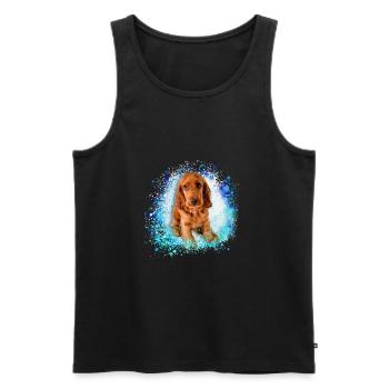 cockerspaniel ,braun,graffiti,malerei,blau,welpe - Männer Premium Bio Tank Top - Schwarz - Vorne - Michal (187cm)