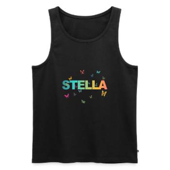 Stella - Schöner Name mit Schmetterlingen - Männer Premium Bio Tank Top - Schwarz - Vorne - AI Model Male 178 light (178cm)
