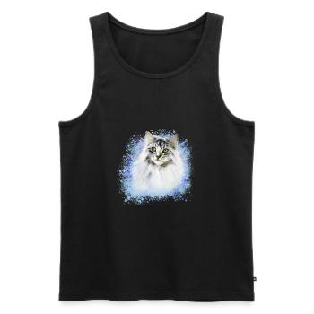 chat persan, chat siamois, chat, chat blanc, graffiti - Débardeur bio Premium Homme - noir - Devant - AI Model Male 178 light (178cm)