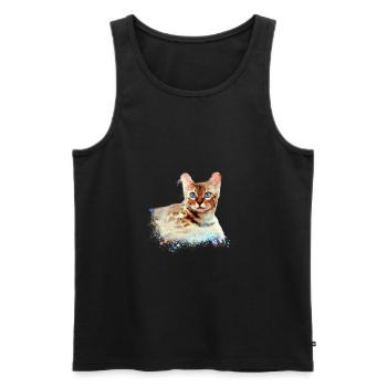chat bengal, chat, bengale, graffiti, peinture, aquarelle - Débardeur bio Premium Homme - noir - Devant - Michal (187cm)