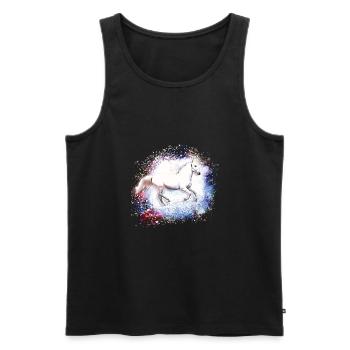 Schimmel, Pferd,weisses Pferd, Graffiti, Malerei - Männer Premium Bio Tank Top - Schwarz - Vorne - AI Model Male 178 light (178cm)