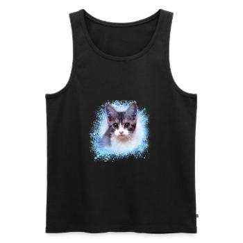 katze, bunt,aquarell, malerei,graffiti,kätzchen - Männer Premium Bio Tank Top - Schwarz - Vorne - Michal (187cm)