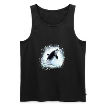 wal,fish,painting,graffiti,blue,sea,killer whale - Men's Premium Organic Tank Top - black - Front - AI Model Male 178 light (178cm)