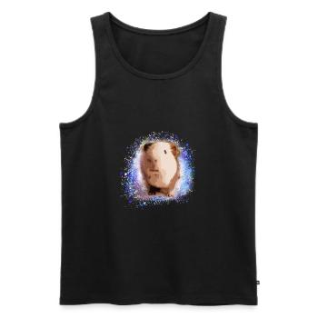 cochon d’Inde, graffiti, peinture, vert, bleu - Débardeur bio Premium Homme - noir - Devant - AI Model Male 178 light (178cm)
