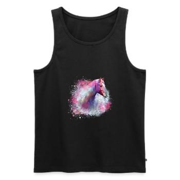 haflinger,pferd,graffiti, malerei, pferdekopf,bunt - Männer Premium Bio Tank Top - Schwarz - Vorne - AI Model Male 178 light (178cm)