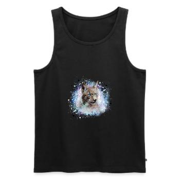 lynx,cat,blue,painting,watercolor,blue - Men's Premium Organic Tank Top - black - Front - AI Model Male 178 light (178cm)