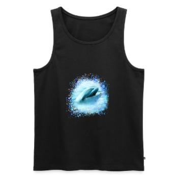 delfin, graffiti, malerei,blau,fisch, delfine,meer - Männer Premium Bio Tank Top - Schwarz - Vorne - AI Model Male 178 light (178cm)