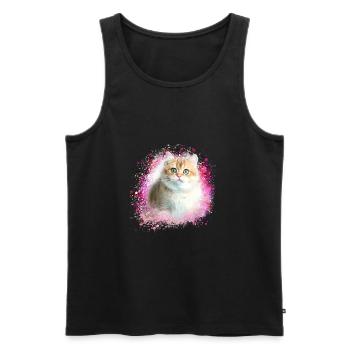 angora cat, cat, graffiti, painting,pink,kitten - Men's Premium Organic Tank Top - black - Front - Michal (187cm)
