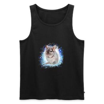chinchilla, graffiti, peintre, bleu, animal de compagnie, - Débardeur bio Premium Homme - noir - Devant - Michal (187cm)