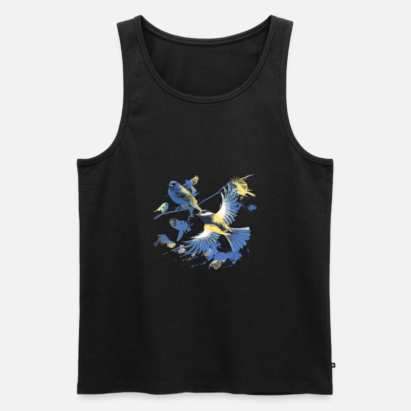 Vögel,kohlmeise, vogelschwarm, Graffiti,bunt - Männer Premium Bio Tank Top - Schwarz