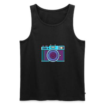 Photographe - Appareil photo - Photo - Hobby - Débardeur bio Premium Homme - noir - Devant - Michal (187cm)