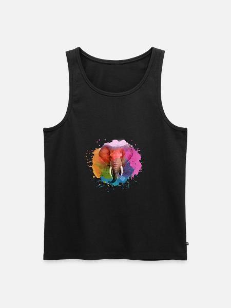 elefant,blau ,bunt,malerei,bunt,aquarell,graffiti - Männer Premium Bio Tank Top - Schwarz