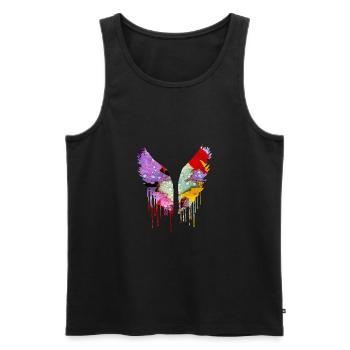 ailes d’ange, ailes, aquarelle, colorée, ailes d’ange - Débardeur bio Premium Homme - noir - Devant - Michal (187cm)