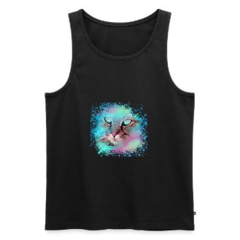 siam cat, neon, cat, graffiti, painting, watercolor - Men's Premium Organic Tank Top - black - Front - AI Model Male 178 light (178cm)