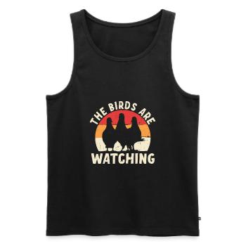 Birds Are Watching - Men's Premium Organic Tank Top - black - Front - AI Model Male 178 light (178cm)