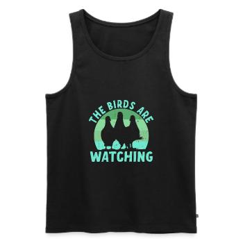 Birds Are Watching - Men's Premium Organic Tank Top - black - Front - AI Model Male 178 light (178cm)