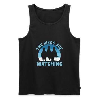 Birds Are Watching - Men's Premium Organic Tank Top - black - Front - AI Model Male 178 light (178cm)