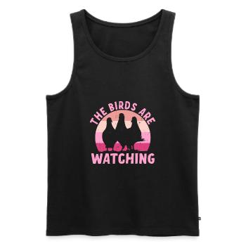 Birds Are Watching - Men's Premium Organic Tank Top - black - Front - AI Model Male 178 light (178cm)