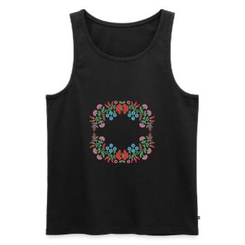 leer,blumen,blumenkranz,floral,illustration - Männer Premium Bio Tank Top - Schwarz - Vorne - Michal (187cm)