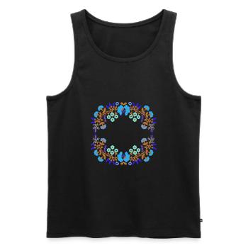 leer,blumen,blumenkranz,floral,illustration,blau - Männer Premium Bio Tank Top - Schwarz - Vorne - Michal (187cm)