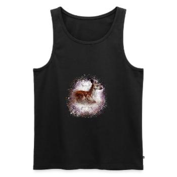 cerf, brun, sauvage, fauve, graffiti, bambi, faon, poulain - Débardeur bio Premium Homme - noir - Devant - AI Model Male 178 light (178cm)