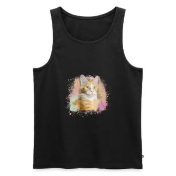 maincoon, chat, graffiti, peinture, chat Maine Coon, - Débardeur bio Premium Homme - noir - Devant - Michal (187cm)