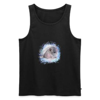 chinchilla, graffiti, peinture, bébé, bleu - Débardeur bio Premium Homme - noir - Devant - AI Model Male 178 light (178cm)