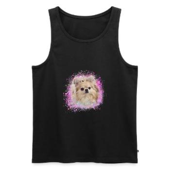 Chihuahua, ,chien,rose,peinture,coloré,graffiti - Débardeur bio Premium Homme - noir - Devant - AI Model Male 178 light (178cm)