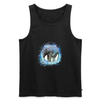 babyelefant,elefant,graffiti,blau,malerei - Männer Premium Bio Tank Top - Schwarz - Vorne - Michal (187cm)