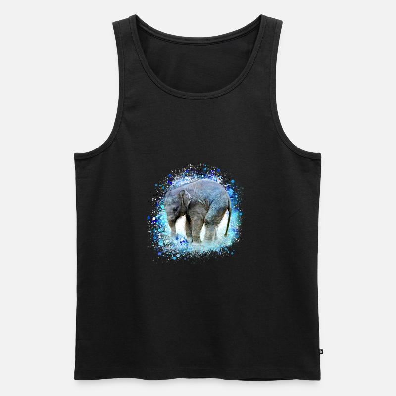 babyelefant,elefant,graffiti,blau,malerei - Männer Premium Bio Tank Top - Schwarz