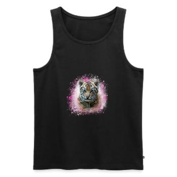 tigerbaby,tiger,pink,graffiti,painting - Men's Premium Organic Tank Top - black - Front - AI Model Male 178 light (178cm)