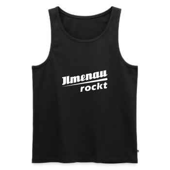 Ilmenau rockt - Textdesign mit Stadtnamen - Männer Premium Bio Tank Top - Schwarz - Vorne - Michal (187cm)