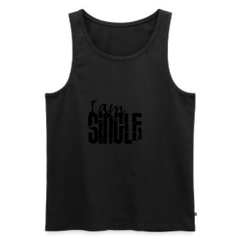 I am single logo - Men's Premium Organic Tank Top - black - Front - AI Model Male 178 light (178cm)